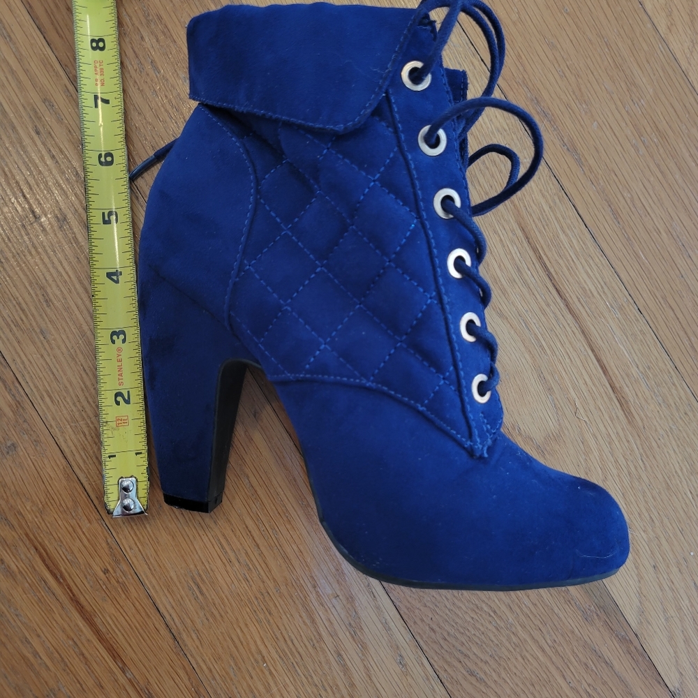 Royal Blue Velvet Booties - Picture 5 of 5